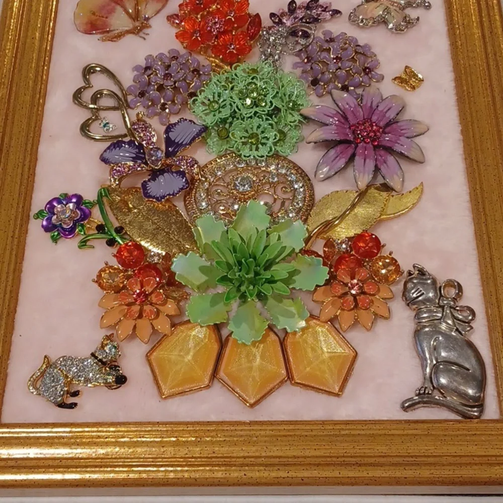 Floral Picture Art With Cats And Butterflies - Picture 3 of 7